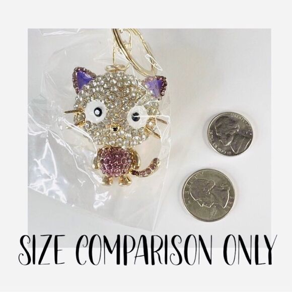 Kitty Keychain Charm- Sparkly Red & White - Picture 3 of 3